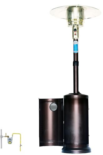 JSLJJBD Stufa A Gas,Stufa Elettrica da Esterno, Stufa A Gas Ad Ombrello, Spegnimento A Fiamma Basculante, Regolazione Multilivello, Adatta per Uso Interno Ed Esterno naturalgas goldencolor