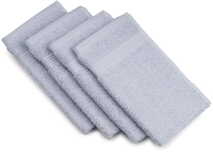 Gözze - New York Gästetücher, 4er-Set, Weich und saugfähig, 100% Baumwolle, 30 x 50 cm - Silber