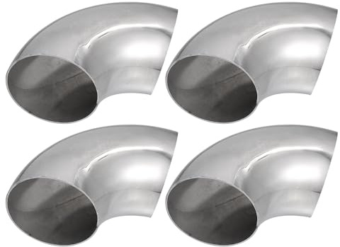 A ABSOPRO Tubo Codo Escape Ss304 90° Plateado 4 Pcs Para Auto | Acero Inoxidable Ss304, 2.5 Pulgadas, 90 Grados, Dimensiones 16.3X7.6Cm, Grosor Pared 1.2Mm, Longitud Arco 185Mm