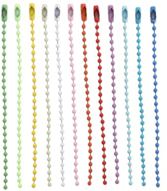 VGOL 400 Stück Bunte Kugelkette Metallkette zum Aufhängen Anhänger Perlenkette Metall Kugelkette Schnalle für Schlüsselanhänger Halskette Schmuck Hängende Ornamente