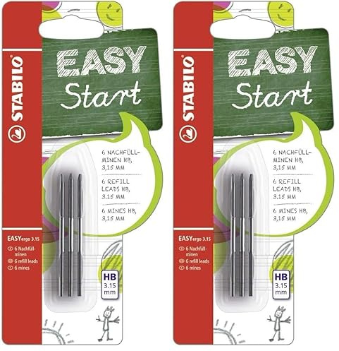 STABILO - Minen zum Nachfüllen - EASYergo 3.15 Nachfüllminen - 2x 6er Pack - Härtegrad HB