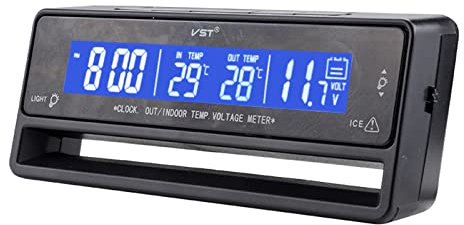 BAYORE Indoor Outdoor Auto Voltmeter Thermometer Hintergrundbeleuchtung Wecker Ornament Für Outdoor Reisen Camping Tragbares Werkzeug Digitales Indoor Outdoor Thermometer Für Zuhause