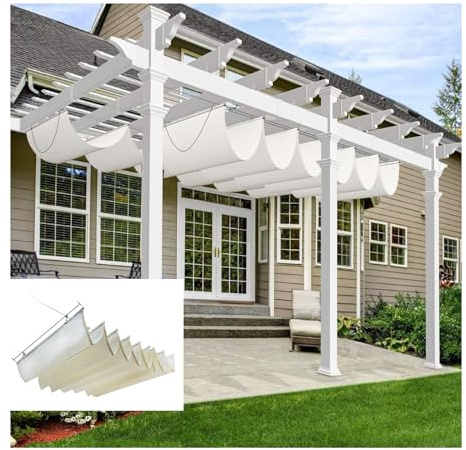 Vela de Sombra Ondulada ，pérgola para Exteriores, Cubierta de toldo retráctil, Cubierta de Sombra para Patio de Piscina, Vela de Sombra telescópica,Sombra,Respirable (Size : W3*L6m/W9.84*L19.68ft)