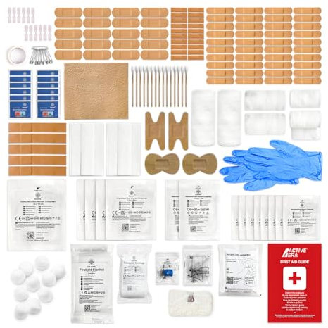 Active Era Premium Nachfüllset für Erste Hilfe Set - 180-teilige Notfall Ausrüstung inkl. Plaster, CPR-Maske, Rettungsdecke für Zuhause, Büro, Reise oder als Erste Hilfe Set Outdoor - ISO 13485