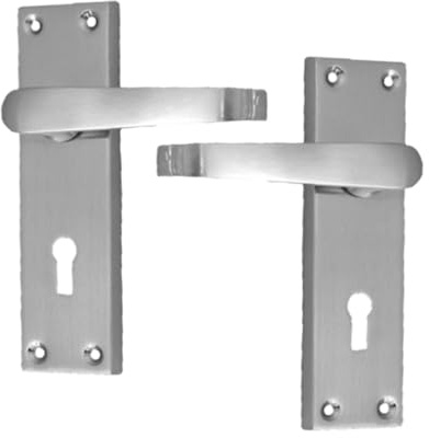 Epsom Door Handle Satin Nickel Victorian Straight Door Handles - Interior Lock Set with Back Plate 150 x 42mm Multipack