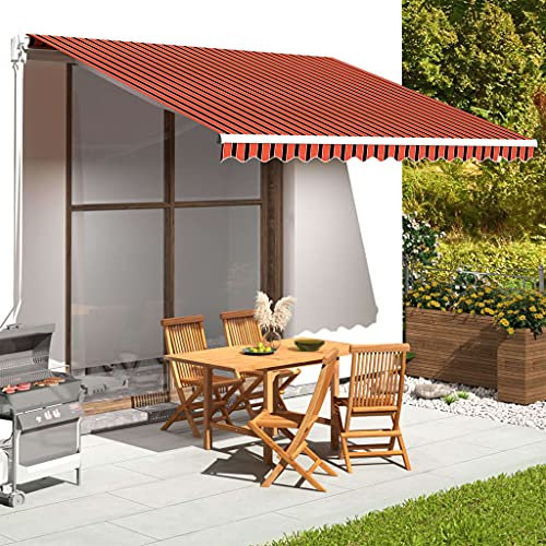 Tidyard Replacement Fabric for Awning Orange and Brown 4x3.5 m Replacement Fabric Sun Shade Shelter Cover for Cantilever Umbrella Awning Protective Parasol Cover