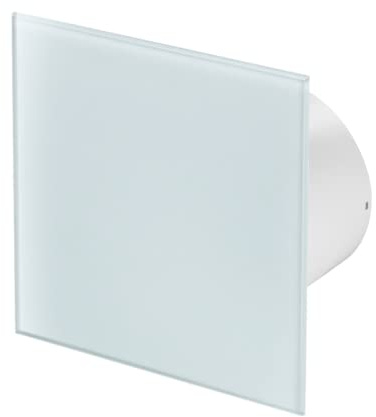 AirTech-UK Bathroom Extractor Fan 100 mm / 4 White Glass decorative front Panel with Humidistat
