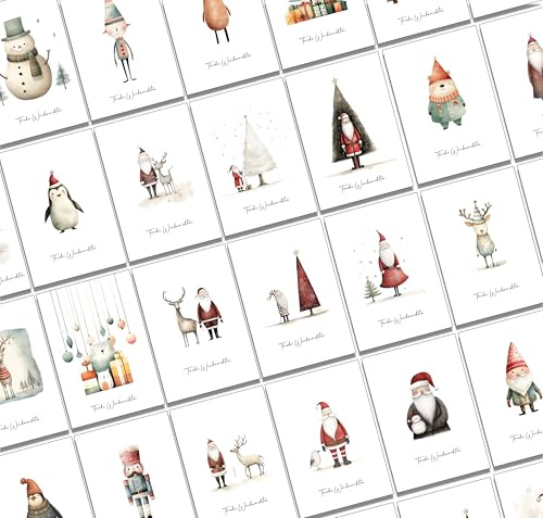 the lazy panda card company 64 Weihnachtspostkarten Set Weihnachtskarten Weihnachten Karten mit 32 unterschiedlichen Motiven