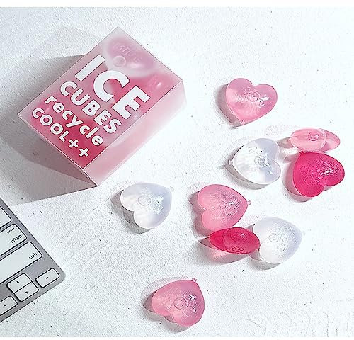 Akozon Heart-Shaped Reusable Ice Cube Tray - Plastic Cartoon Ice Balls for Cooling Drinks, for & Whiskey - 15 Pack Boxed Set