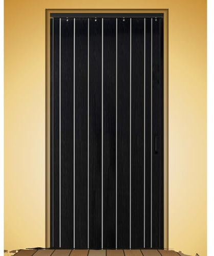 Accordion Door PVC Woodgrain Finish Sliding Folding Door for Bathroom Living Room Laundry Room House Concertina Screen Room Divider 26x80in (66x203cm)