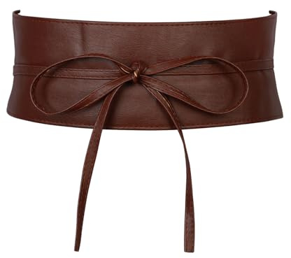 MILAKOO Damen Taillengürtel Breit Weichem PU Leder mit Kordelzug Damen Breiter Bindegürtel Obi Breite Wickel Taille Band Krawatte Gürtel für Kleid Hochzeit Partei