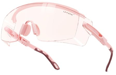 UKNOW Safety Glasses Over Eyeglasses, Anti Fog Safety Goggles ANSI Z87.1, Adjustable Protective Eyewear
