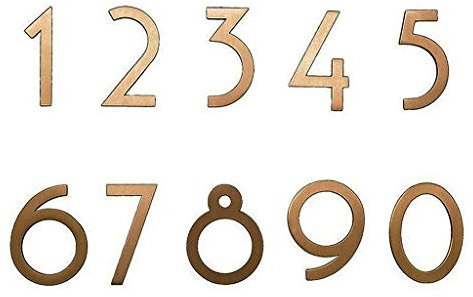Numeri civici for esterni, Shuzi 1 pezzo Numeri civici in ottone dorato 0-9, altezza 1,96''/5 cm Targa con numeri retrò da parete/porta, Targhette for porte di hotel villa, Segnale stradale con numero