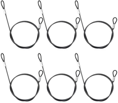 GORGECRAFT 6 pz 60cm Doppio Anello in Acciaio Inox Corda Cavo Cordino Cavo di Sicurezza Nero Cavo di Sicurezza in Plastica Rivestita in Ferro Cavo di Sicurezza per Lucchetto A Catena