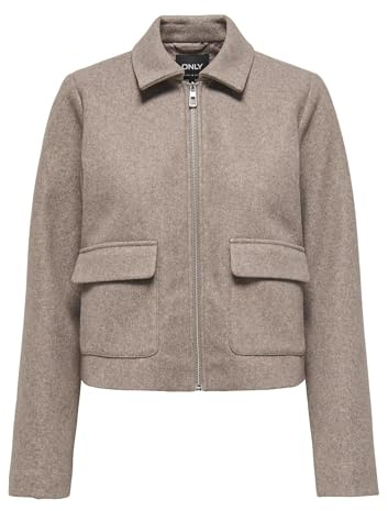 ONLY Onlvela Zip Short Jacket Otw Onlvela Otw - Chaqueta corta con cremallera para mujer (1 unidad), Gris pardo., XL