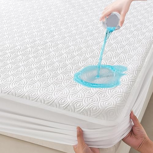 Matratzen Topper 140x200, wasserdichte Matratzenbezug aus Geräuschlosem Material, Matratzentopper Schoner Wasserdicht und Atmungsaktiv, Passend für Matratzen Bis 30cm Dicke Matratzenauflage