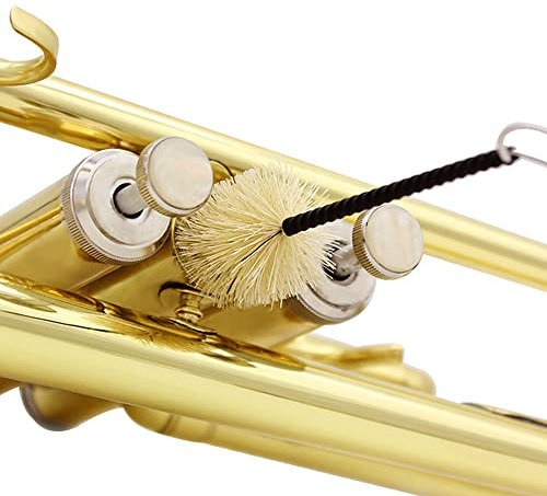 Trumpet Cleaning Kit, Trumpet Cleaning Brush Set Trumpet Stand, with Trumpet Stand,Valve Brush,Snake Brush,Trumpet Mute,Gloves 5 Piece ,Easy To Use