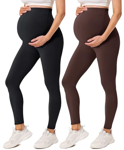BAYDI Creamlush – Leggings de embarazo para mujer con soporte abdominal ajustable. Leggings de maternidad de cintura alta suaves y opacos. Cómodas para yoga, ocio y pijama, XL