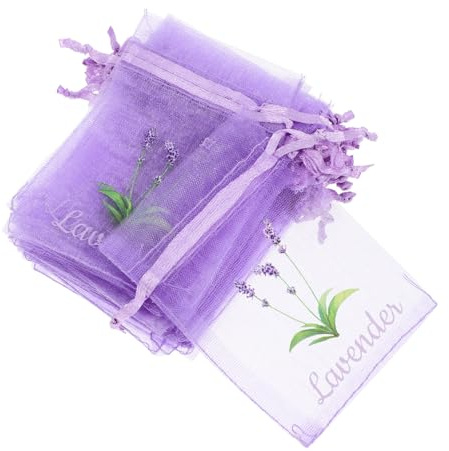 OUNONA 20pezzi Sacchetti Vuoti Di Lavanda Coulisse Piccoli Sacchetti Di Organza Per Erbe Aromatiche Bustine Di Lavanda Ricaricabili Per Armadi
