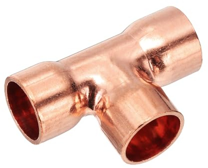 PATIKIL Raccordo in rame a T con diametro interno 16 mm, spessore 1,2 mm, 1 pezzo, 99,9% a 3 vie, connettore per tubo con collegamento a saldatura per impianti idraulici HVAC e sistemi di