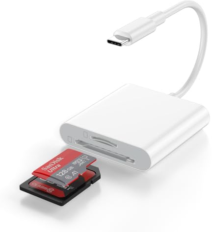 USB C SD Card Reader for iPhone 17 16 15, USB Type C Dual Card Slots SD/TF Camera Memory Card Reader for iPhone 17 16 15 Pro Max 15 Plus/iPad Pro/MacBook Pro/Air Laptop Android, Plug & Play