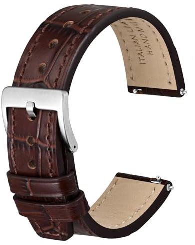 Anbeer Italiensk Alligator kornpräglat mönster läderarmband, snabbkoppling kalvskinn ersättning klockband för män kvinnor, bandbredd 18 mm 20 mm 22 mm 24 mm, 20mm, Ingen sten