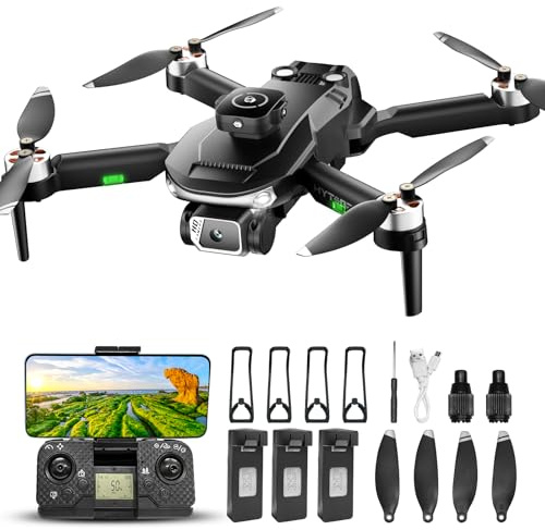HYTOBP S165 Drohne mit Kamera 1080P & 40 Min Flugzeit 5G WiFi,One-Key Start Bürstenlosem Motor (3 Akkus), Klappbare RC Drohne für Anfänger, Erwachsene(Standard)