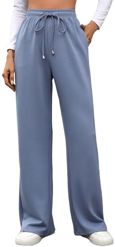 MEDUOLA Pantalones Mujer Deportivos Casuales con cordón Elegantes de Pierna Ancha y Recta y Bolsillos Suaves Ligeros Pantalón para Correr en Primavera y otoño XXL,Azul