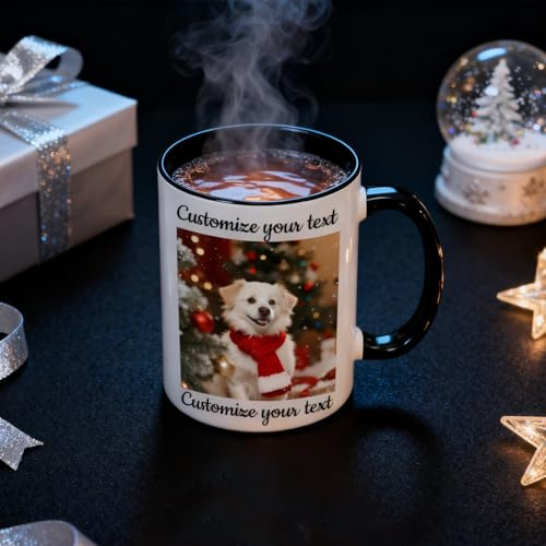 Tasse Personalisiert, personalisierte Kaffeetasse – Keramik-Wärmeübertragung, Foto/Text/Name/Logo hinzufügen, Geburtstag, Weihnachten, täglicher Gebrauch (Weiß/Schwarz)