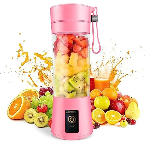 Asyduey Mini Blender pour Shakes et Smoothies USB 380Ml Traveling Fruit Juicer Cup avec 6 Lames