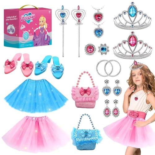Princess Dress Up Shoes - Princess Toys with Play Shoes & Pretend Jewelry Accessories Dress Up Girls Xmas Gifts Toys,3-6 Year Old Girl Gifts Costumes for Little Girls Aged 3+ (Multicolor)