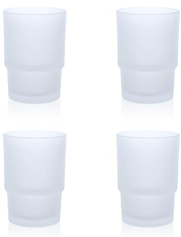 Sixfolo 4 st tandborstmugg i glas 225 ml frostat glas tandborste kopp stapelbar toalettborste för badrumstillbehör, väggmontering