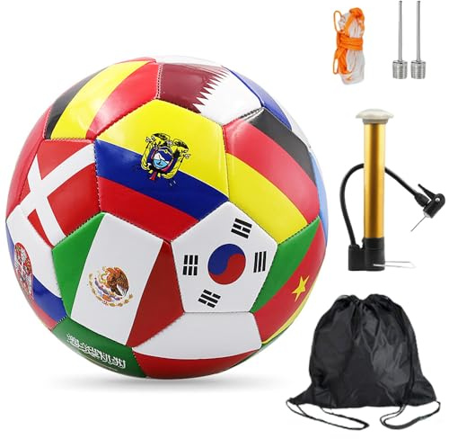 Nzkeuf Fußball Größe 4/5 WM 2026, Professioneller Fussball mit Pumpe, Nadel, WM Ball 2026 für Erwachsene Mannschaftstraining, Vereinsveranstaltungen, Sportpartys, Geschenk für Fußballfans