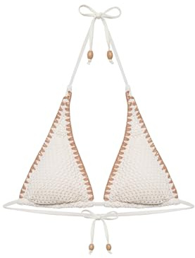 YAMAMAY - Bikini Parte Alta a Triangolo Senza Ferretto, Imbottitura Removibile, Donna, Mirelle, Mandorla, Bordi Nocciola