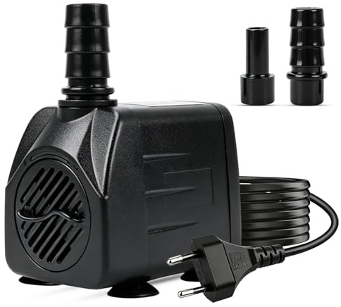 Ultra-Leise Springbrunnenpumpe 10W 600L/H 1.5m Kabel, Teichwasserpumpe mit Niedrigwasser-Abschaltung & Überhitzungsschutz, für Gart brunnen, Teich, Hydroponik-Anlagen, Tauchpumpe für Aquarien