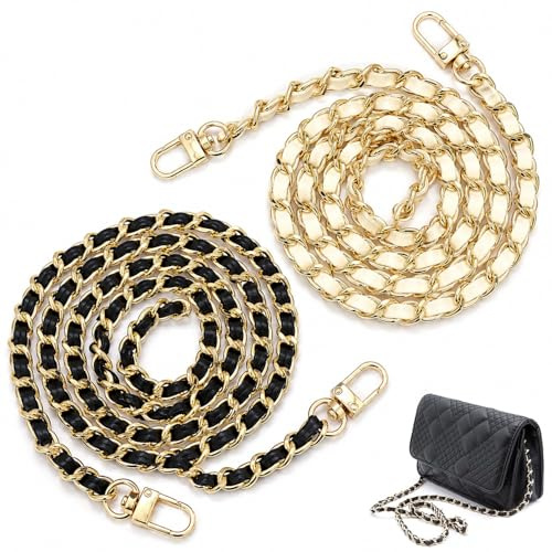 YOGAZEN 2 Stück Taschenkette Gold 120 cm Schultergurt, Metall Schulterriemen, Kette für Tasche, Taschenkette Geldbörse Kettenriemen, für DIY, Taschen, Umhängetasche Handtasche Ersatzkette