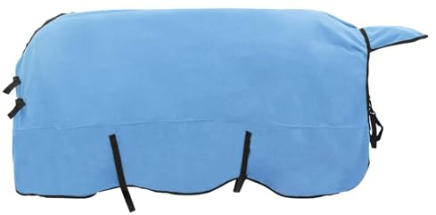 Hästfilt full aqua av robust polyester 135 cm, ventilerande, vattentät, vindtät för stall, vide, utomhus, vinter, paddock, med justerbar bröstrem och skydd