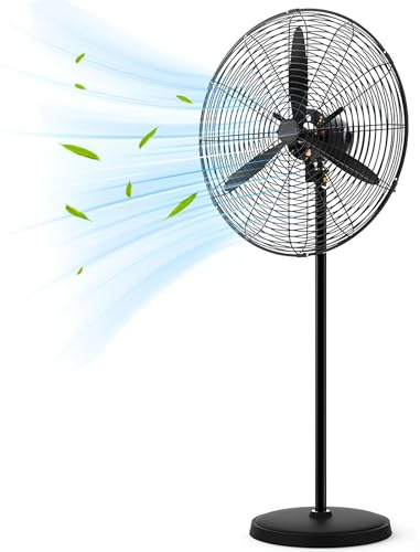Ventilatore industriale a piantana, 90° oscillazione, 3 velocità, cavo 3.0m | Metallo robusto, base stabile, lame in alluminio, per magazzino, officina, serra, uso commerciale(55*135cm)