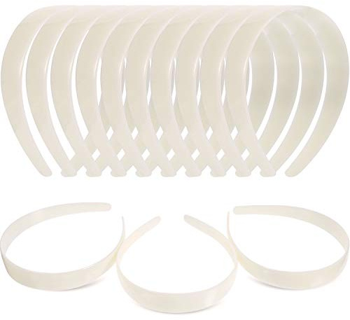 HESTYA 40 Pcs Plastic Headbands for Women DIY Craft 1 Inch Hair Bands Headwear with Teeth Wide Plain Blank Headbands Custom Hair Accessories for Graduation Halloween (White)