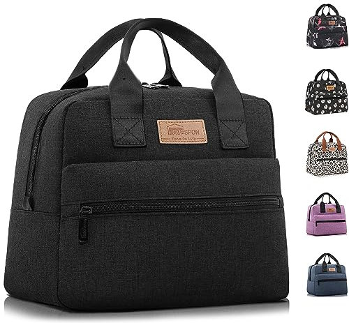 HOMESPON Lunchtasche Isolierte Kühltasche mit großer Kapazität und wasserdichtes Material. Tragbar für Frauen und Männer Schüler Büro Picknick(Schwarz)