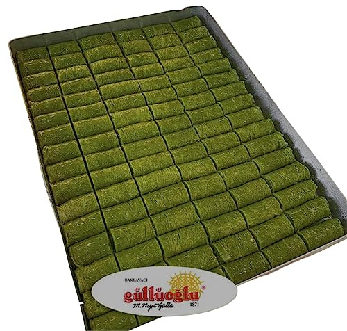 Gulluoglu Pistachio Wrap, Turkish Wrap Baklava with Pistachio, Freshly Produced and Long Lasting, Traditional Turkish Baklava (14 Pcs (500 gr))