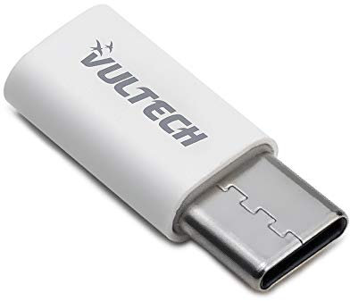 VulTech ADP-01P Adattatore da Micro-USB a USB Type-C per Trasmissione Dati e Ricarica – Compatibile con Samsung Galaxy S7/S7 Edge, S6, J7, S9/S10, LG G4, Huawei P10/P9 Lite e altri – Bianco