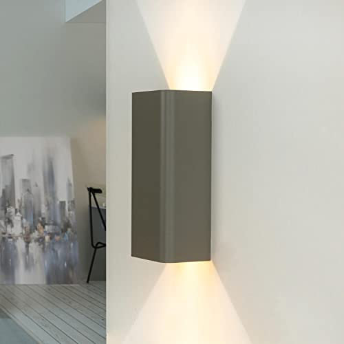 Licht-Erlebnisse Lampada da parete interna Bergen rettangolare antracite in metallo Up&Down doppio fascio di luce stile moderno minimalista 2xGU10 per salotto