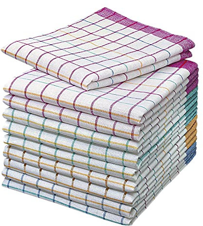 Merkanta Geschirrtücher 10er Set Küchentücher 50x70cm, 100% Baumwolle Geschirrhandtücher Mehrfarbig kariert, Handtücher Küche super saugfähig, Küchenhandtücher Abtrockentücher
