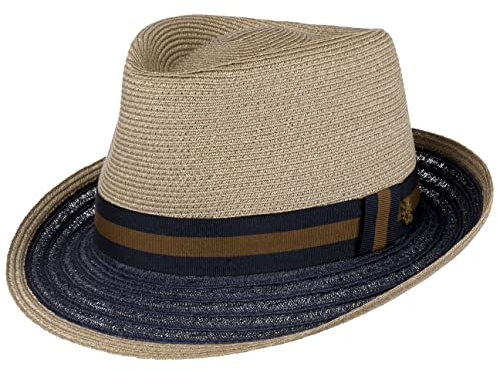 Mayser Teo Hanfhut Zechbauer Strohhut Strohtrilby Sommerhut Sonnenhut Strandhut Herren - Made in The EU mit Ripsband, Ripsband Sommer Frühling-Sommer - 55 cm Taupe