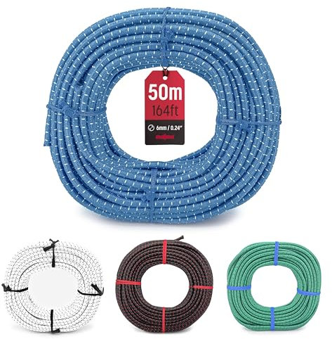 MAGMA Elastisches Seil | Gummiseil mit 6 mm Durchmesser | Für Angeln, Segeln, Bootfahren, Camping & Tarpaulin-Planen | Für Innen, Außen, Küche, Werkstatt & Garten (10, Blau)