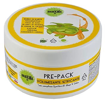 Pre Pack Aria - Maschera Capelli Setificante Volumizzante - Impacco Pre Shampoo per Capelli Setosi e Nutriti- Con Burro di Karitè, Olio di Soia, Olio di Lino, Olio di Sesamo, Kapoor, Spirulina- 200 ML
