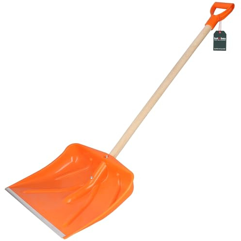 KOTARBAU® Pala de Nieve, Pala con Mango de Madera, Pala con Mango de Anilla, Pala quitanieves con Mango en D, 45cm de Ancho, Pala de plástico Reforzado con Borde de Aluminio, Palas Nieve