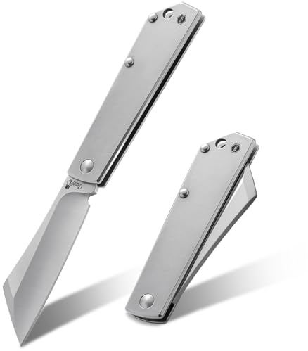 KeyUnity KK03L liten vikkniv med fast blad, EDC-fickkniv i rostfritt stål för män och kvinnor