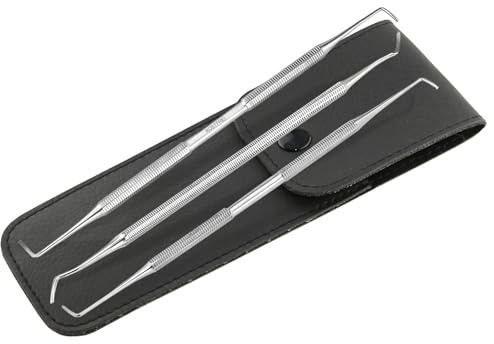 Fußpflegeinstrumente Set Eckenheber Edelstahl Nagelheber Klein Mittel Groß | Feines Fußpflege-Set 3-teilig Doppelinstrument für Maniküre und Pediküre